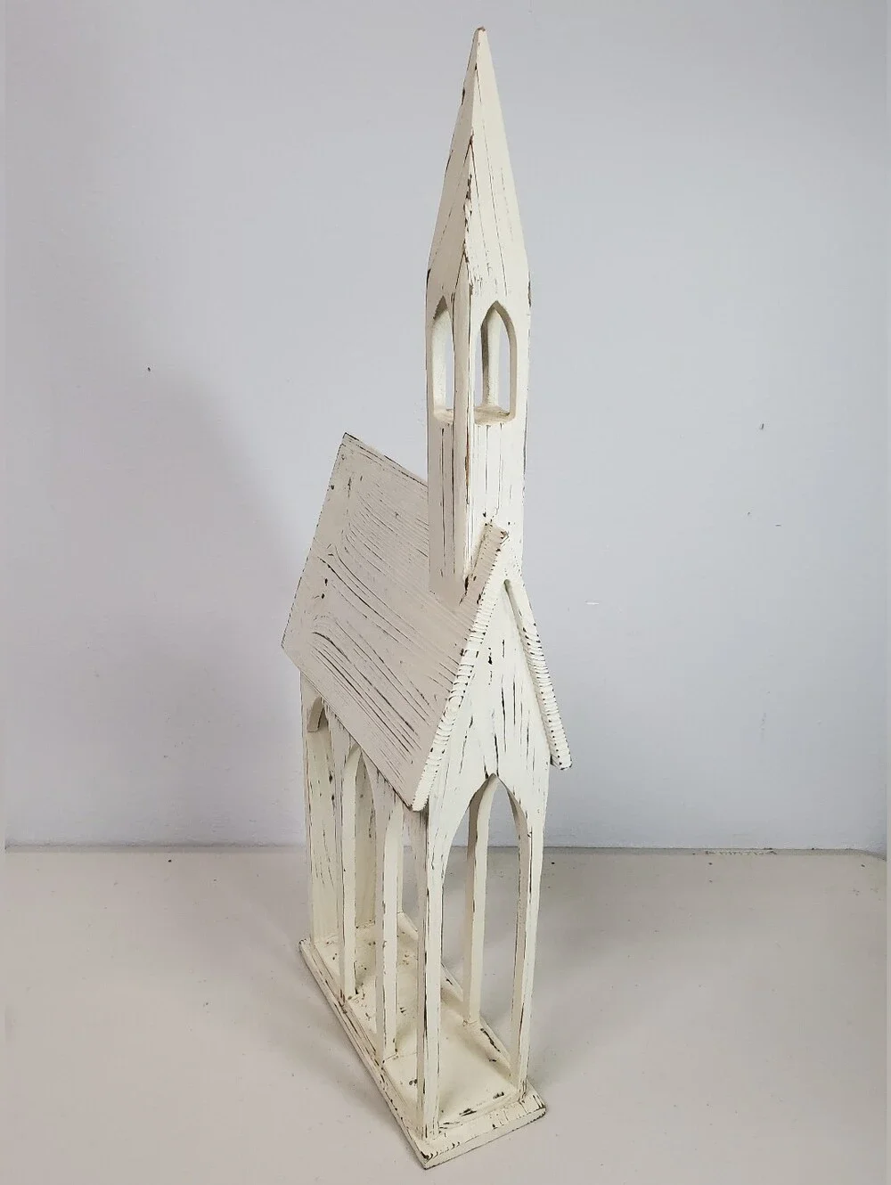 Shabby Chic Rustic Farmhouse Style Church Christmas Card Mail Holder Cottagecore